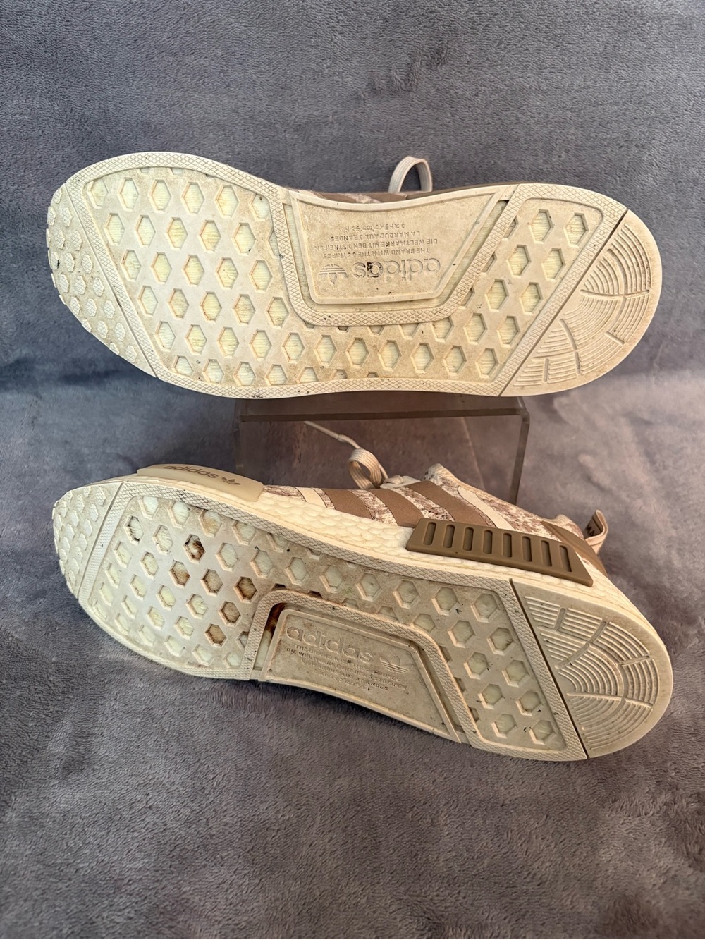 adidas NMD R1 Women's Sneakers in Beige and Brown Knit - Picture 3 of 3